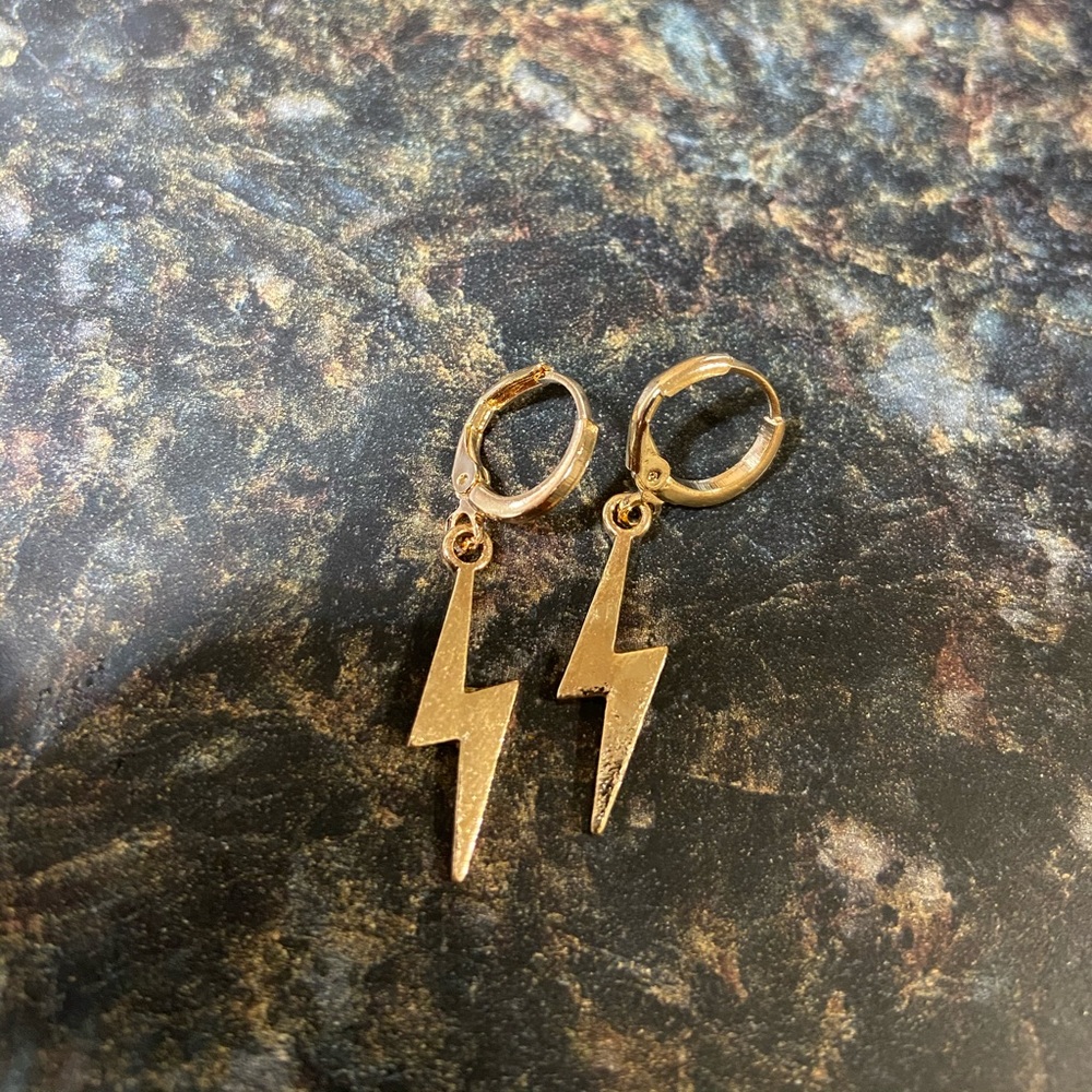 Gold lightning bolt earrings